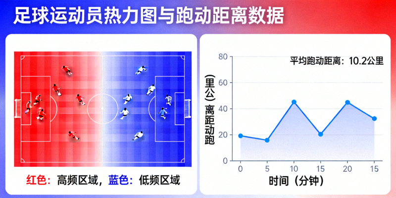 足球运动员热力图和跑动距离数据图
